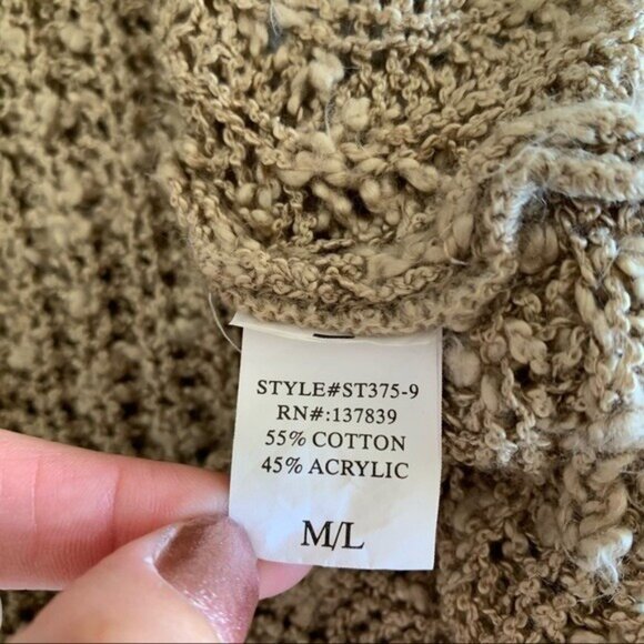Altard State M L Beige Open Back Twist Knit Sweater Boho Chic Cozy Pullover - Picture 6 of 7